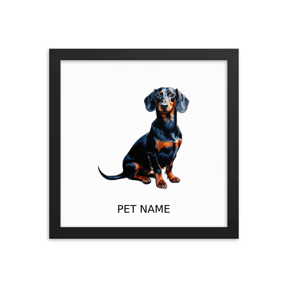 PugMug Custom Black Dachshund Framed Print with Your Pet’s Name