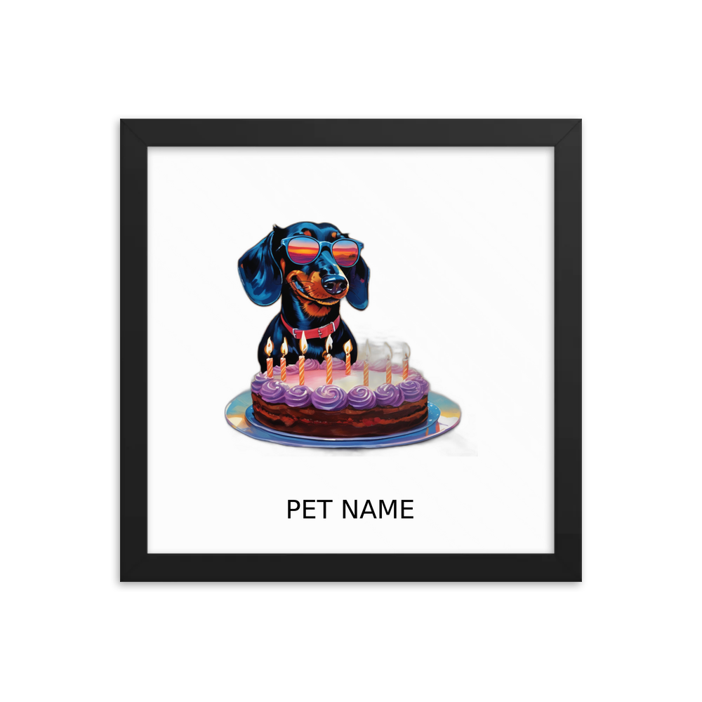 PugMug Custom Black Dachshund Framed Print with Your Pet’s Name