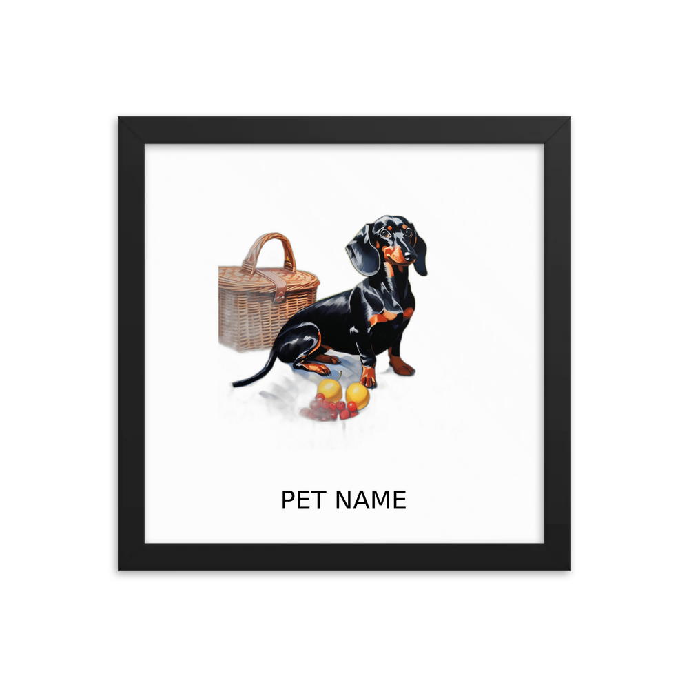PugMug Custom Black Dachshund Framed Print with Your Pet’s Name