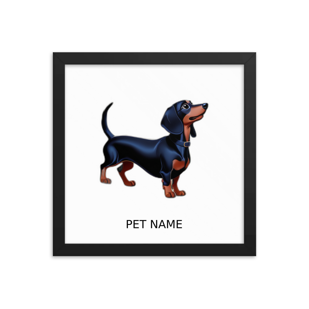 PugMug Custom Black Dachshund Framed Print with Your Pet’s Name