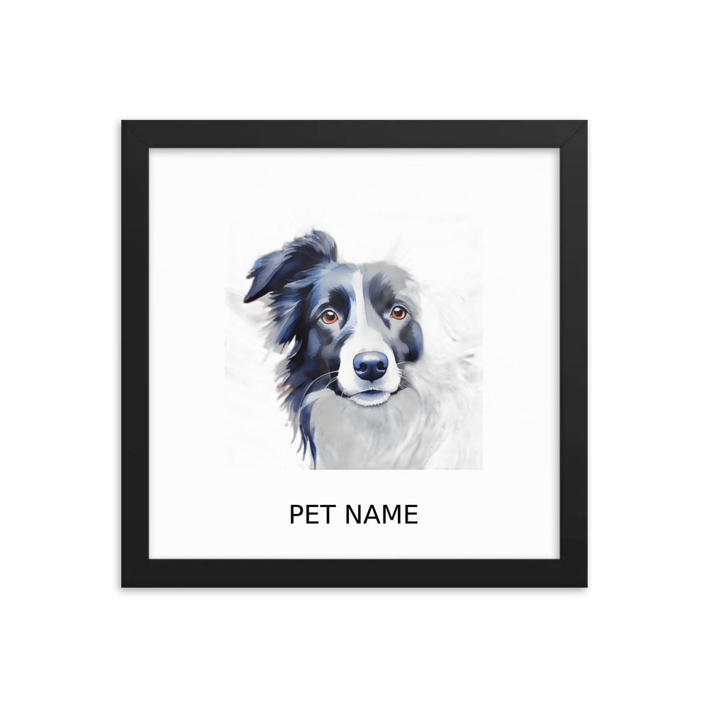 PugMug Custom Border Collie Framed Print with Your Pet’s Name
