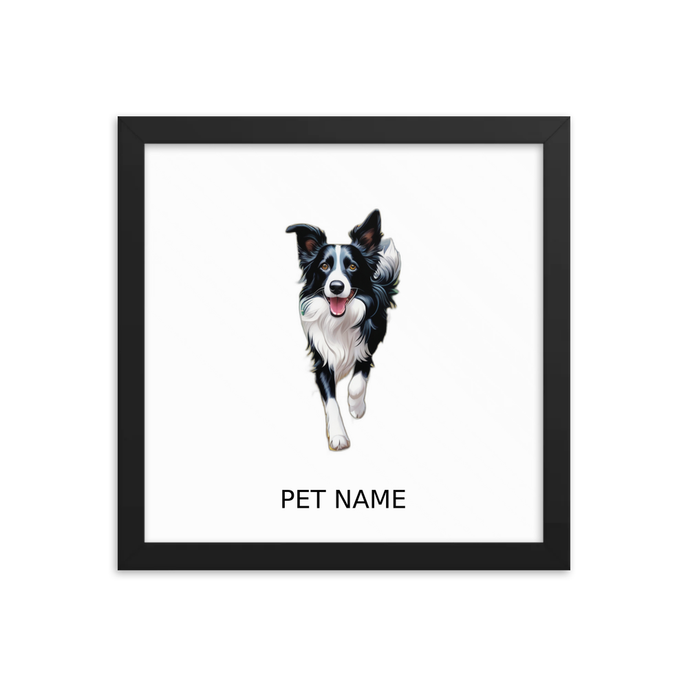 PugMug Custom Border Collie Framed Print with Your Pet’s Name