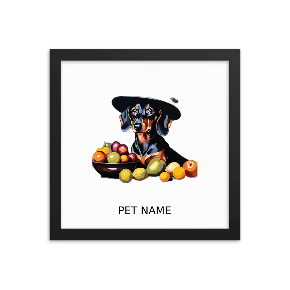 PugMug Custom Black Dachshund Framed Print with Your Pet’s Name