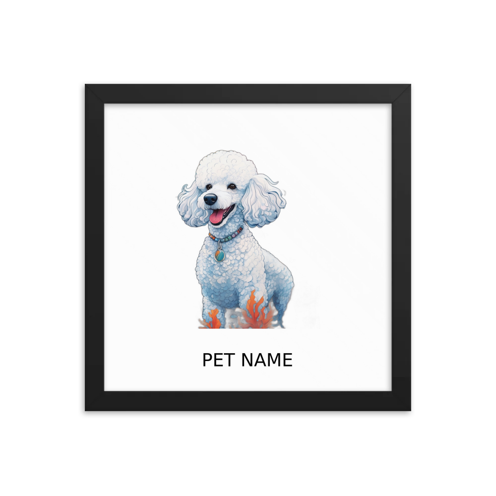 PugMug Custom White Poodle Framed Print with Your Pet’s Name