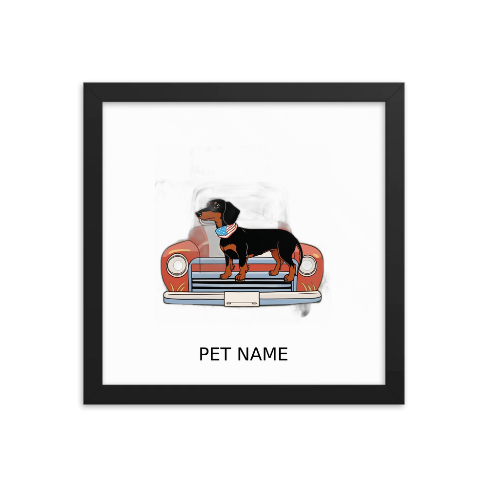 PugMug Custom Black Dachshund Framed Print with Your Pet’s Name