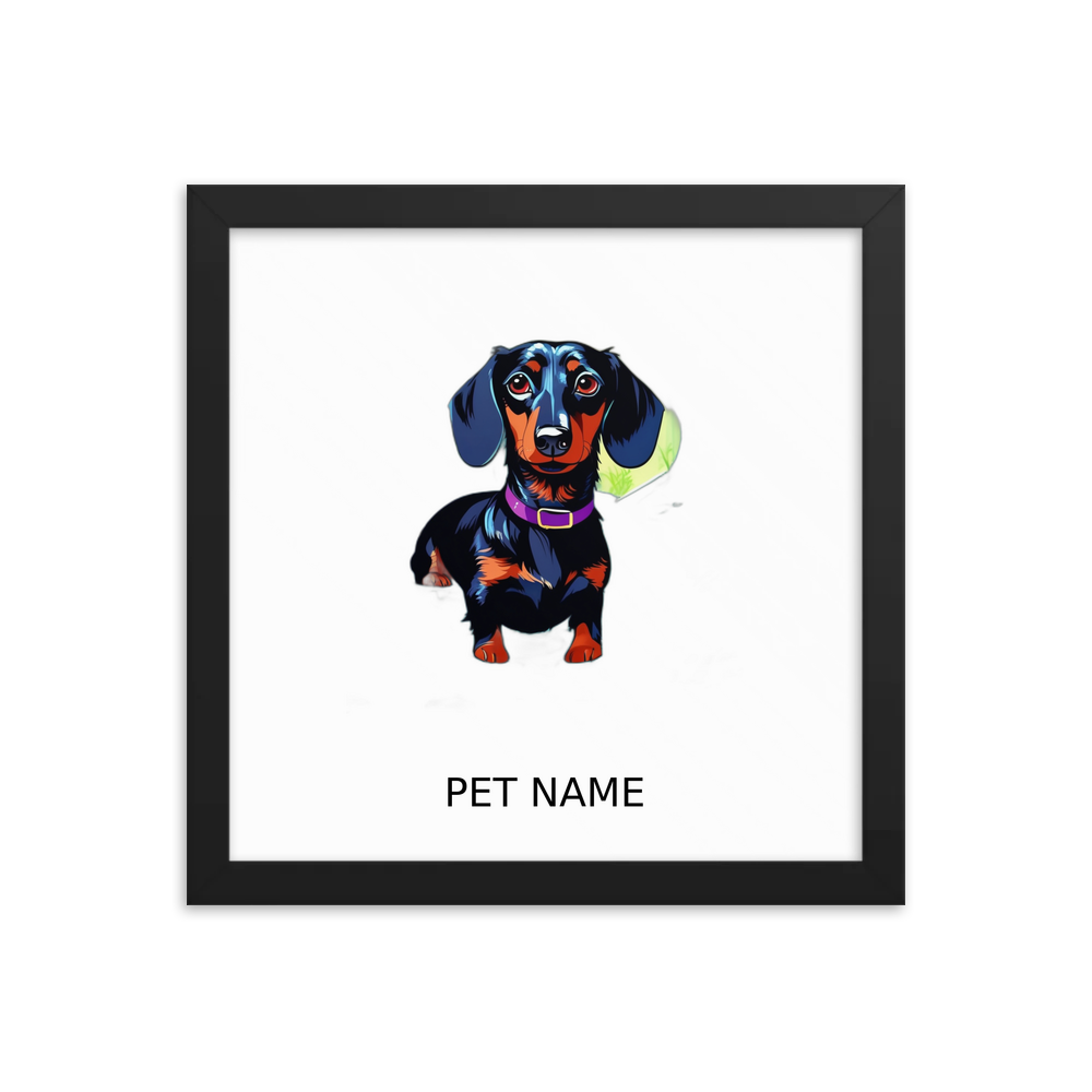 PugMug Custom Black Dachshund Framed Print with Your Pet’s Name