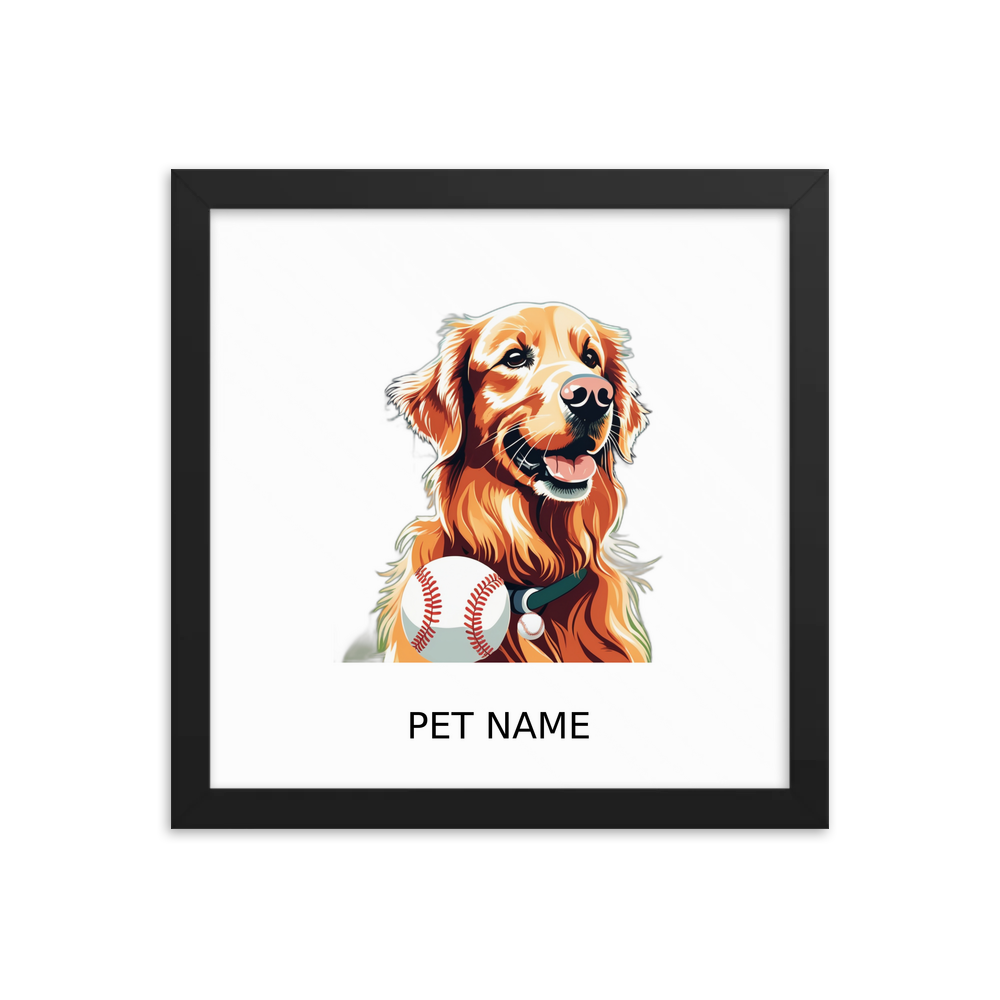 PugMug Custom Golden Retriever Framed Print with Your Pet’s Name