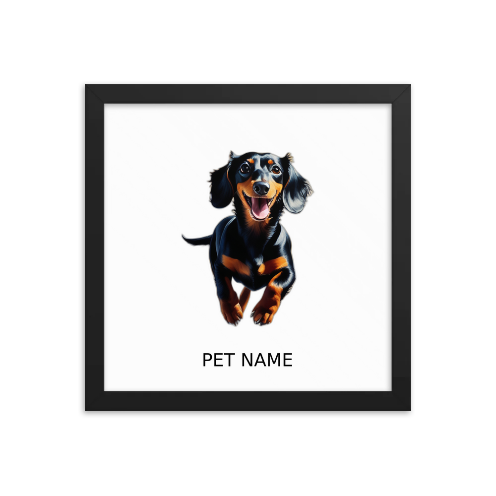 PugMug Custom Black Dachshund Framed Print with Your Pet’s Name