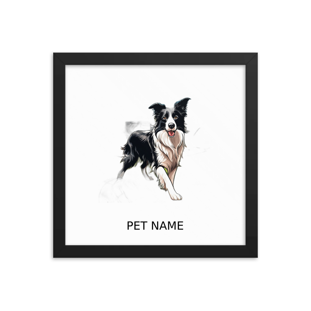 PugMug Custom Border Collie Framed Print with Your Pet’s Name