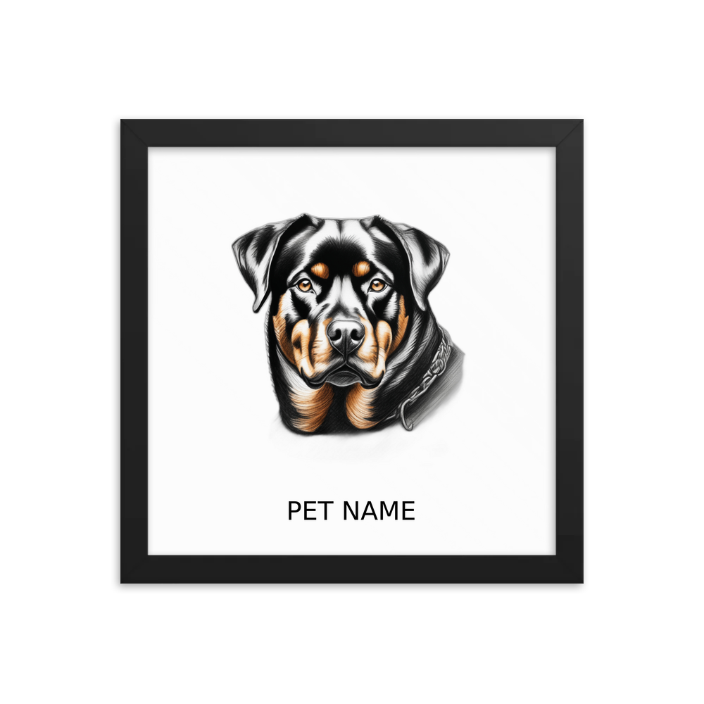 PugMug Custom Rottweiler Framed Print with Your Pet’s Name