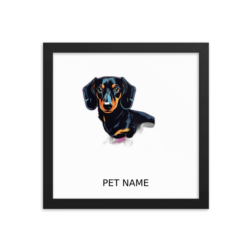 PugMug Custom Black Dachshund Framed Print with Your Pet’s Name
