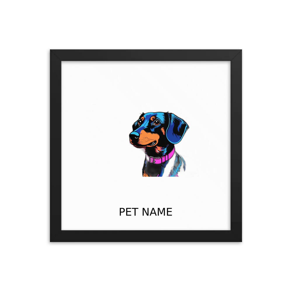 PugMug Custom Black Dachshund Framed Print with Your Pet’s Name