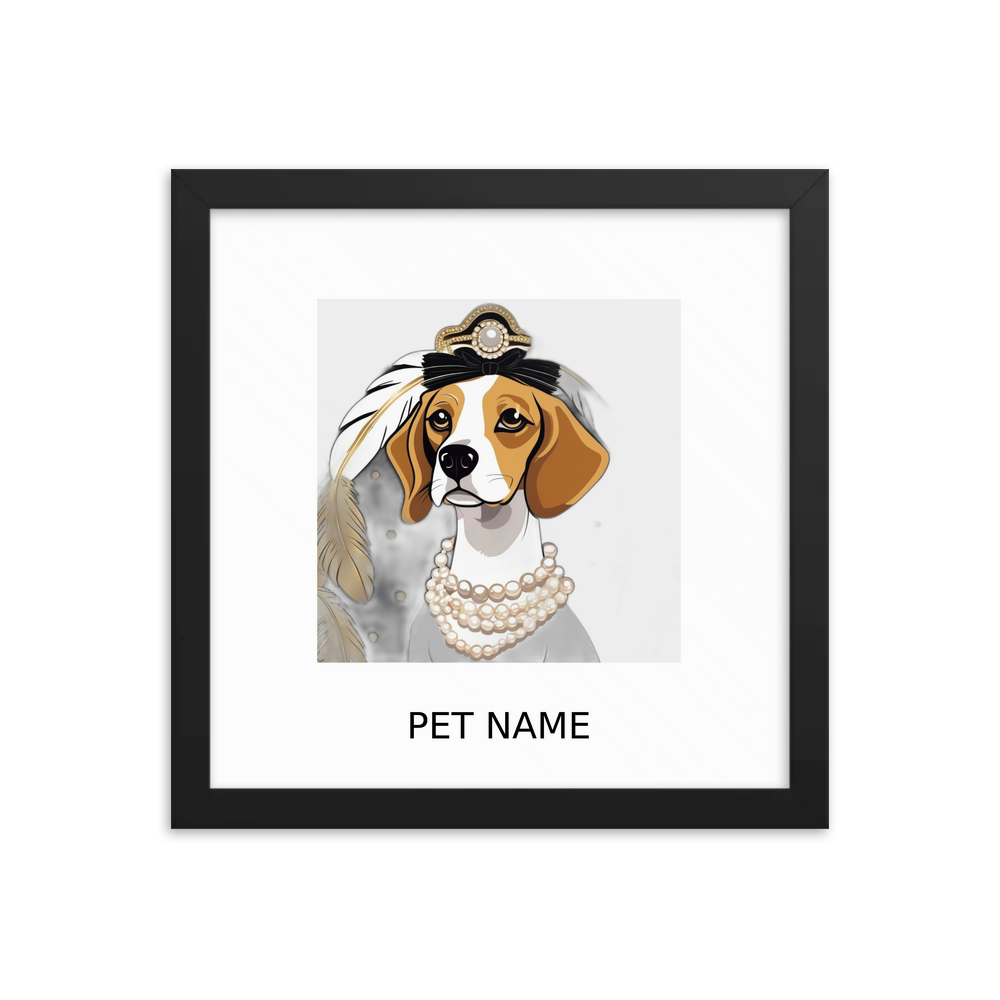 PugMug Custom Beagle Framed Print with Your Pet’s Name