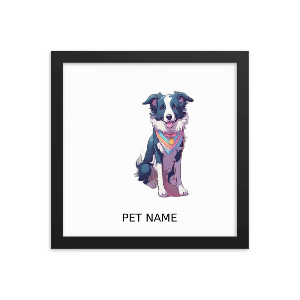 PugMug Custom Border Collie Framed Print with Your Pet’s Name