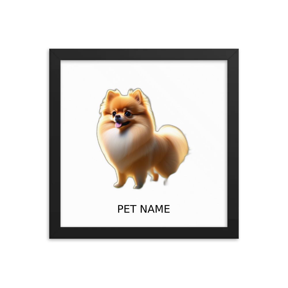 PugMug Custom Tan Pomeranian Framed Print with Your Pet’s Name