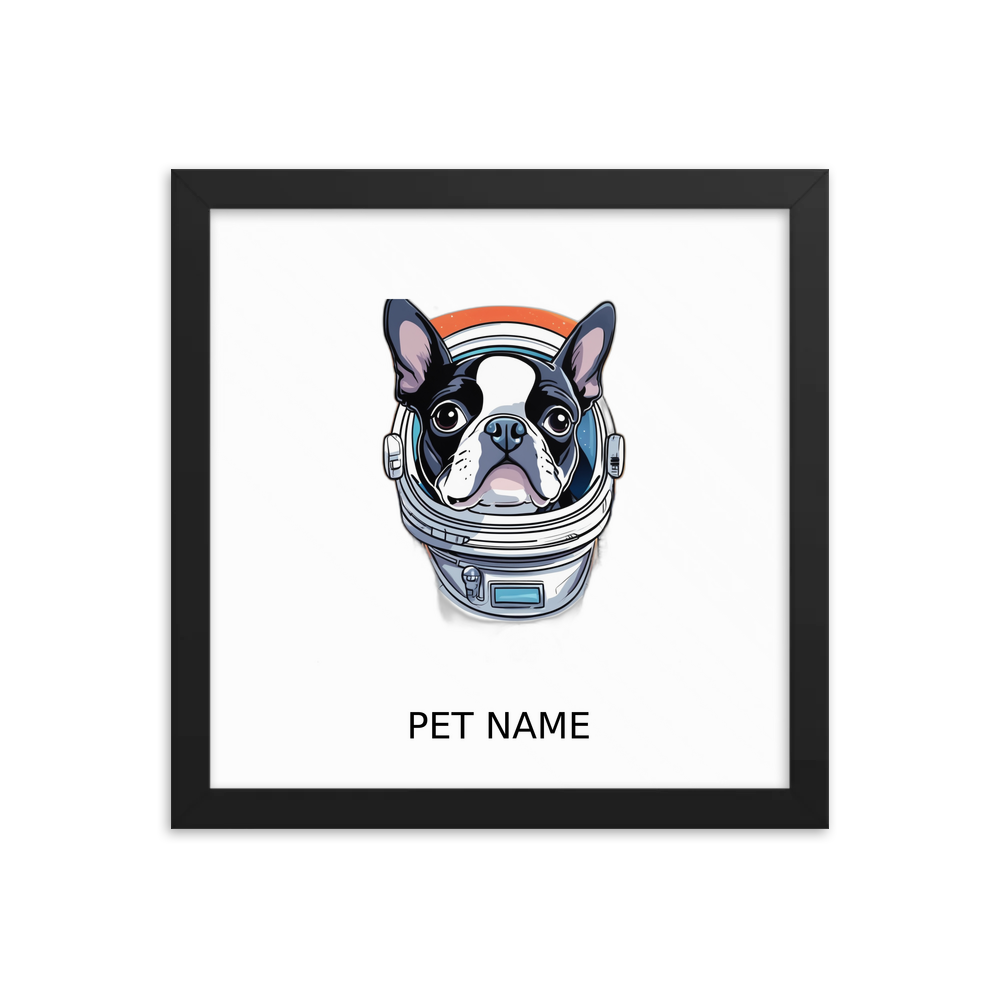PugMug Custom Boston Terrier Framed Print with Your Pet’s Name