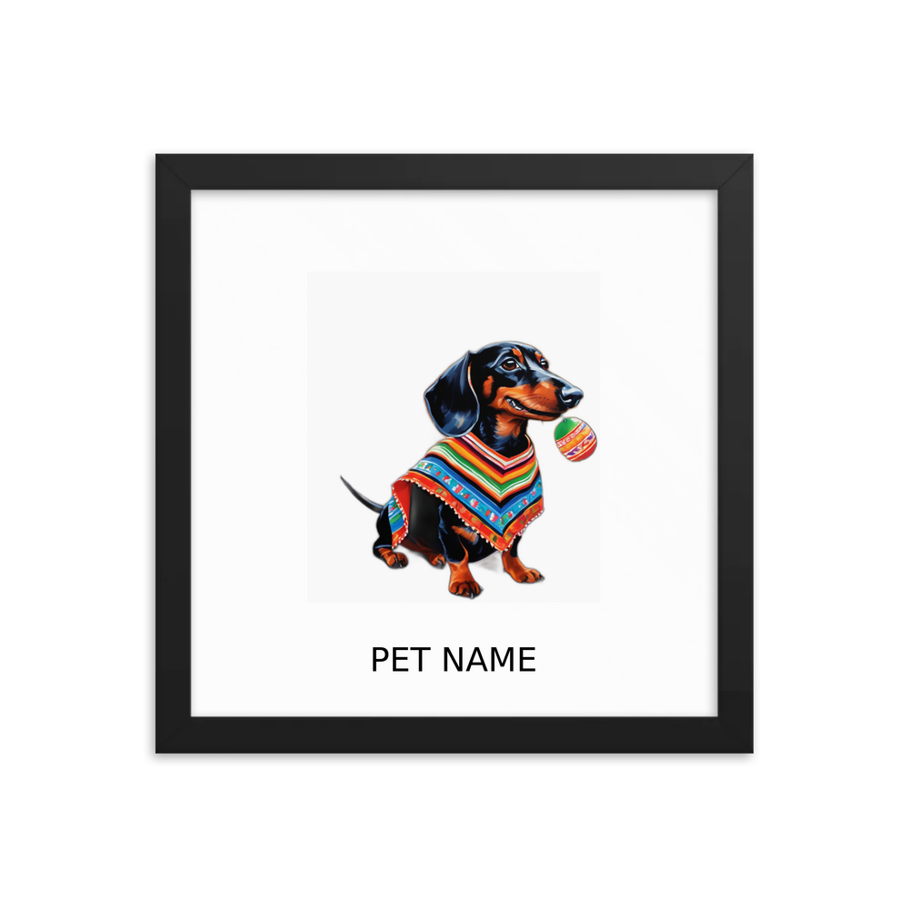 PugMug Custom Black Dachshund Framed Print with Your Pet’s Name