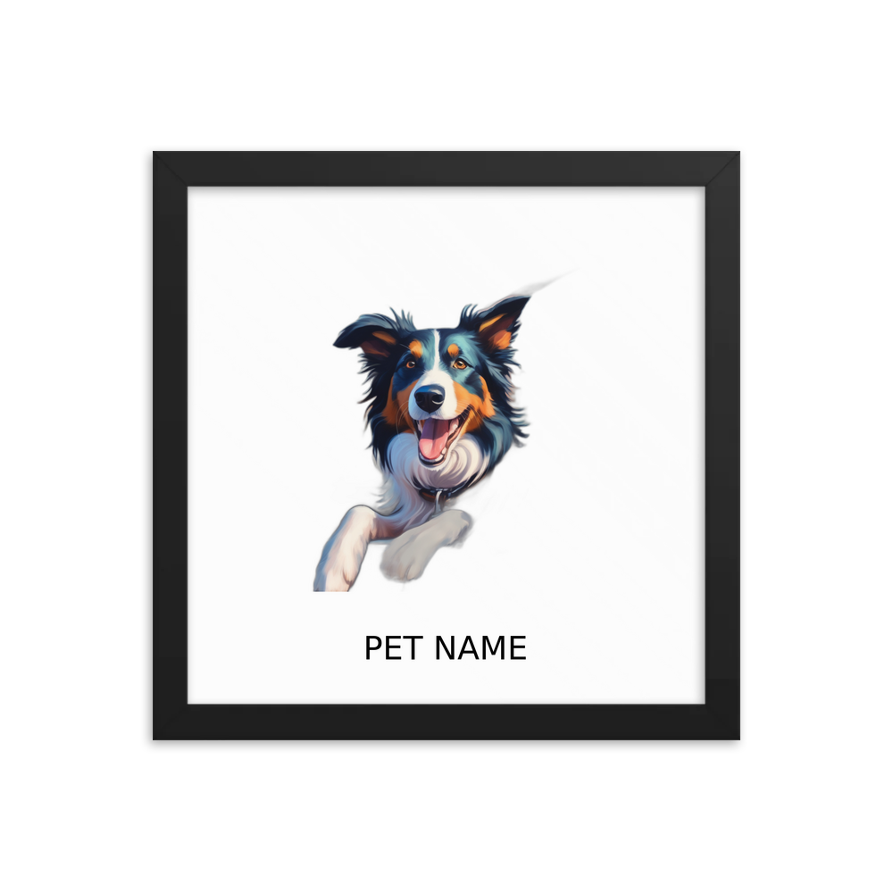 PugMug Custom Border Collie Framed Print with Your Pet’s Name
