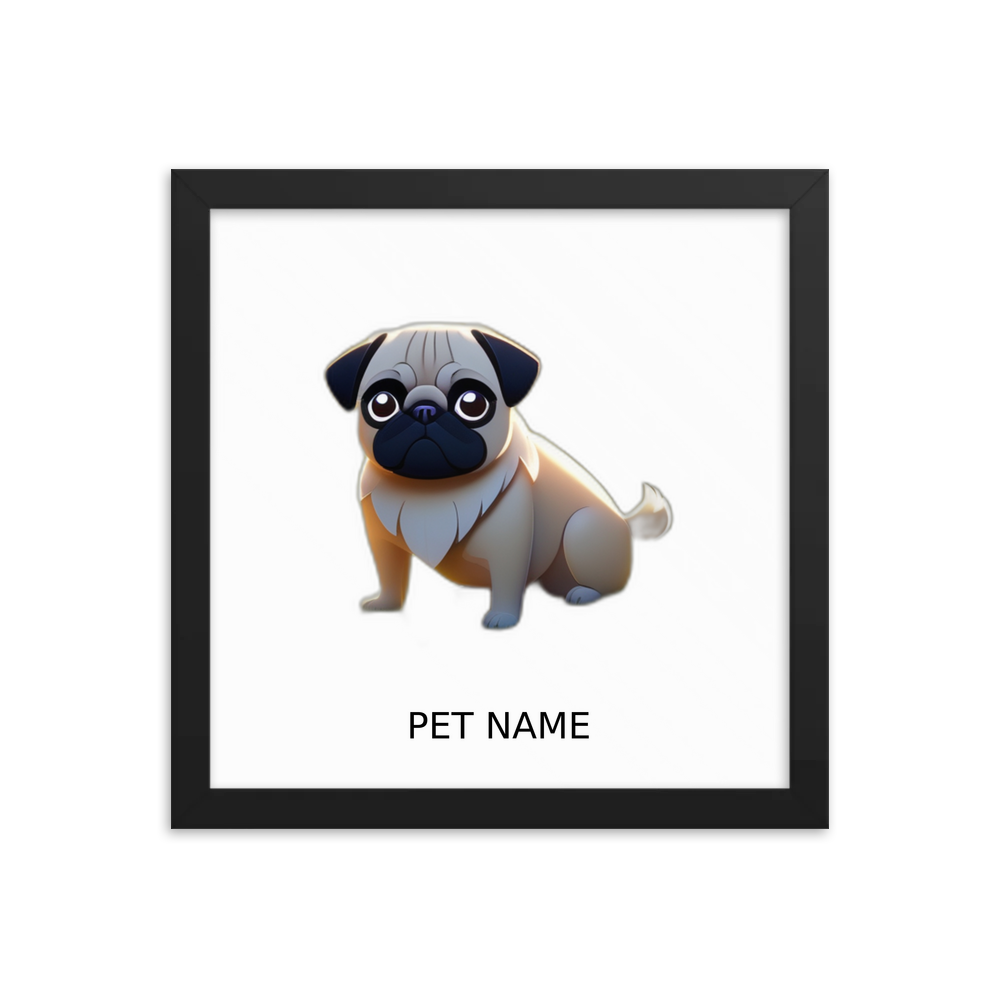 PugMug Custom Pug Framed Print with Your Pet’s Name