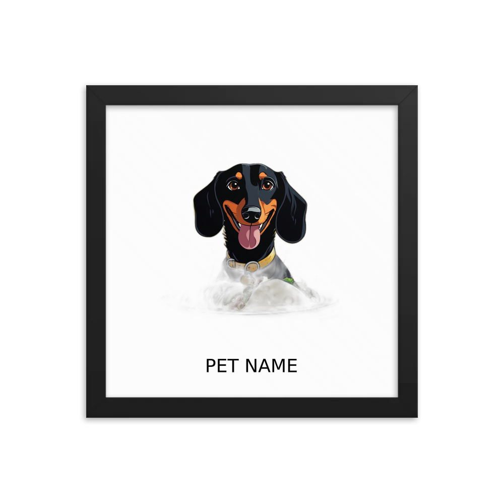 PugMug Custom Black Dachshund Framed Print with Your Pet’s Name