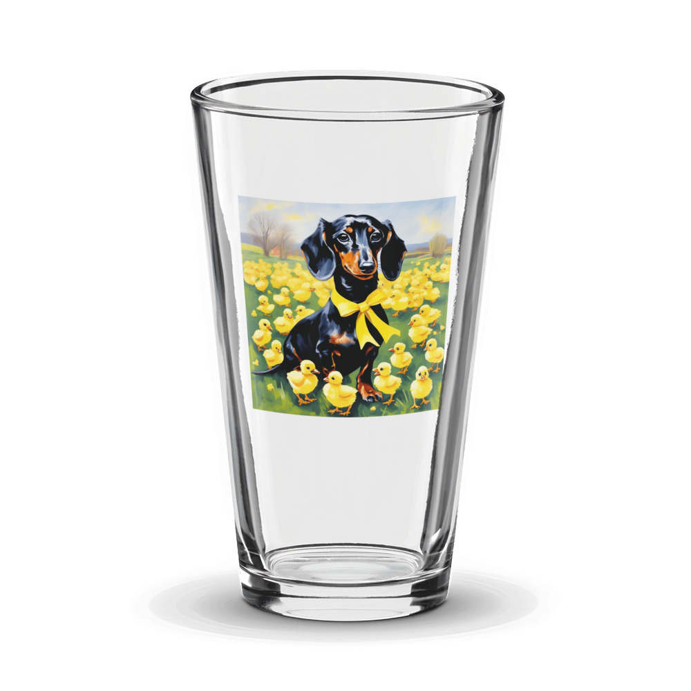 PugMug Custom Black Dachshund Glass Tumbler