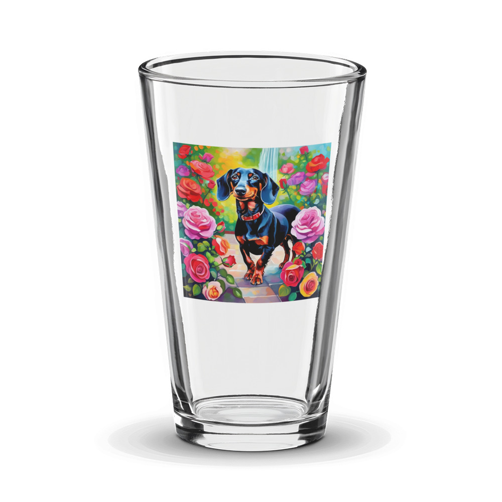 PugMug Custom Black Dachshund Glass Tumbler