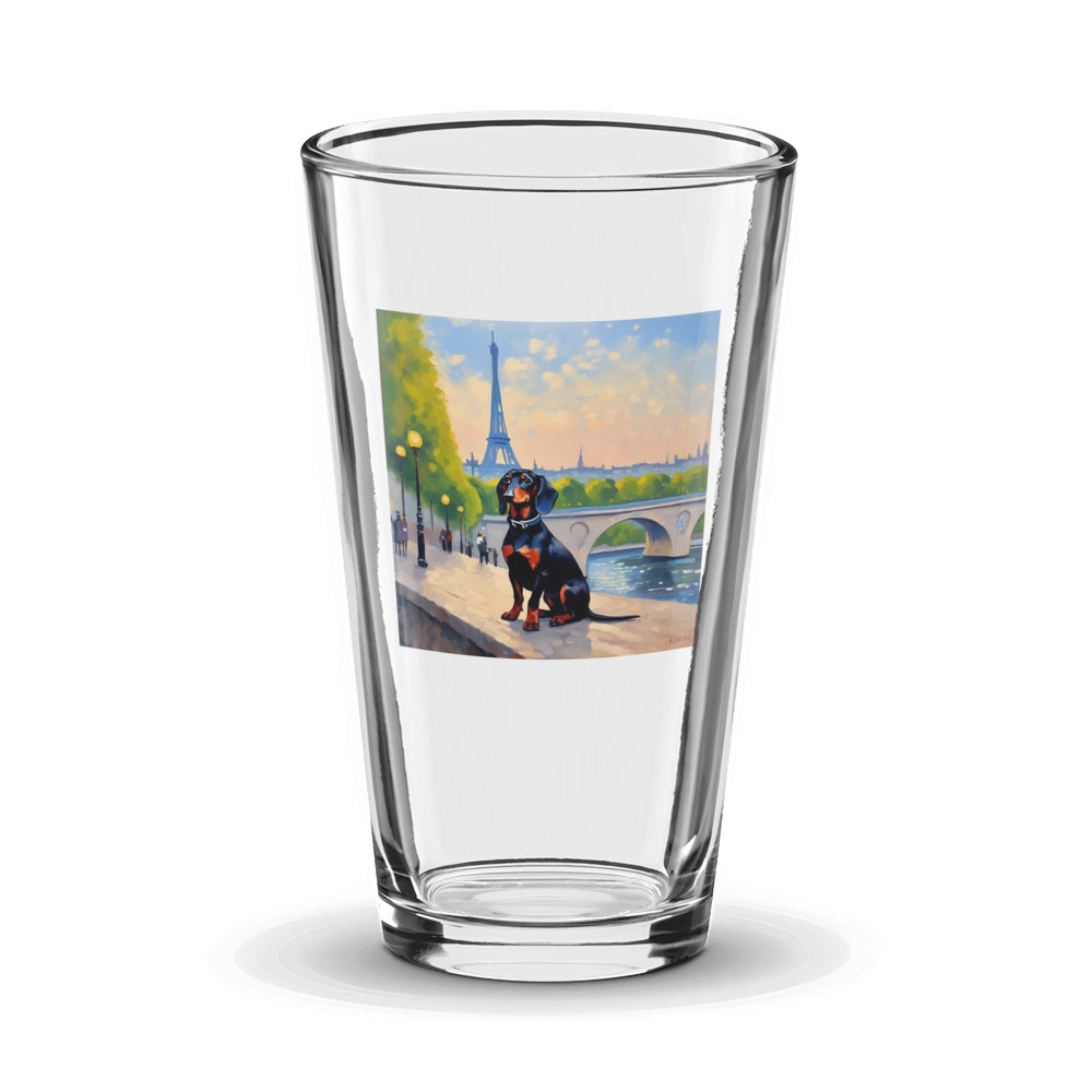 PugMug Custom Black Dachshund Glass Tumbler