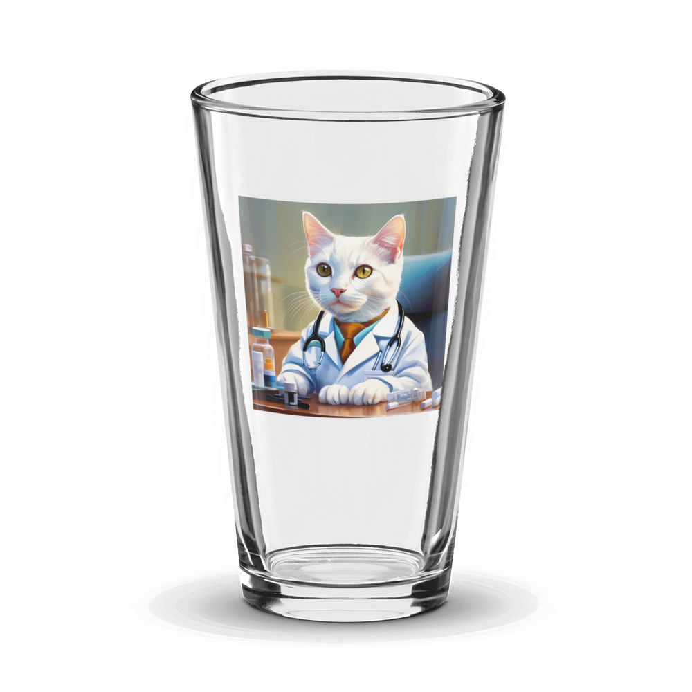 PugMug Custom White Companion Cat Glass Tumbler