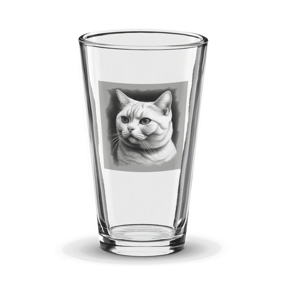 PugMug Custom White British Shorthair Cat Glass Tumbler
