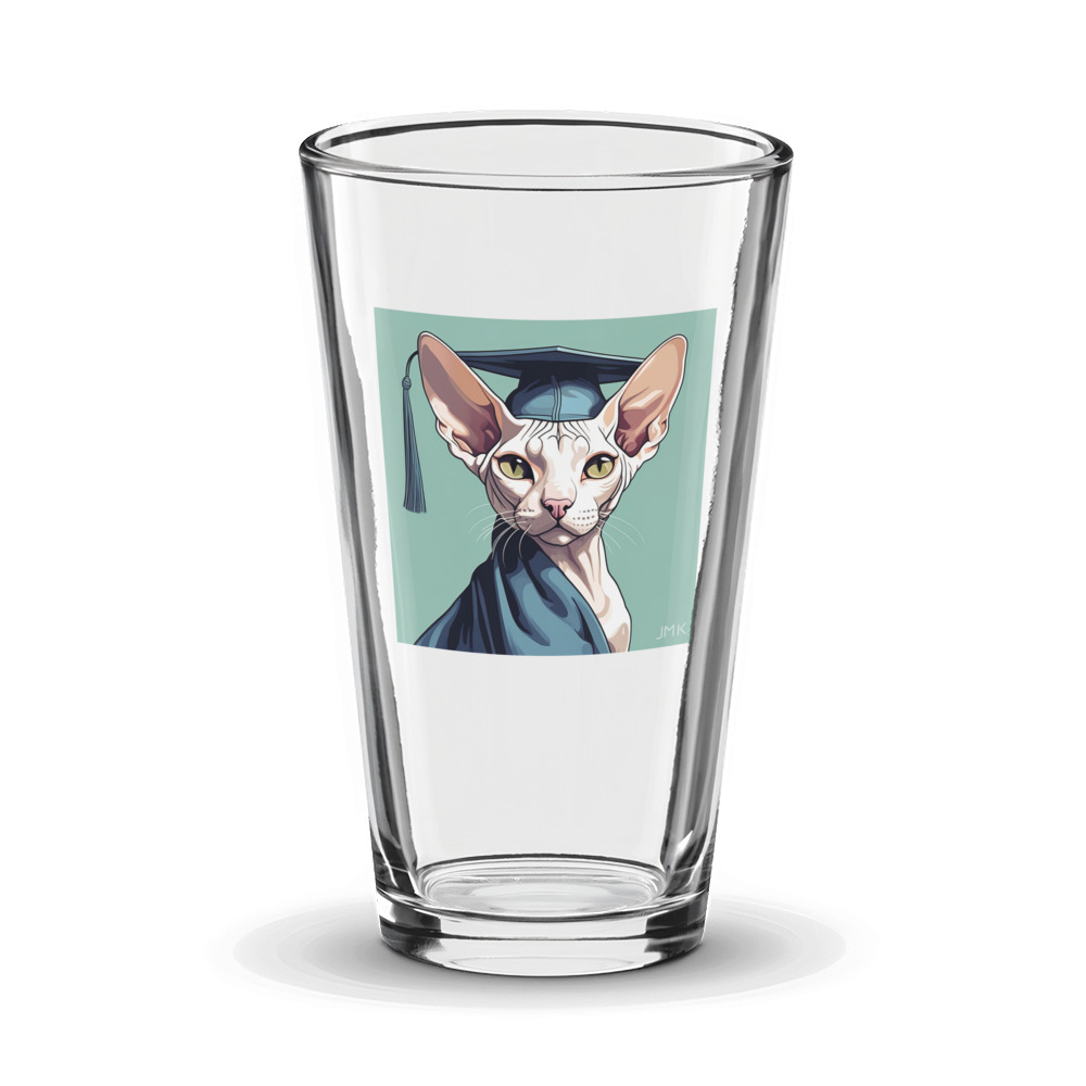 PugMug Custom White Sphynx Cat Glass Tumbler
