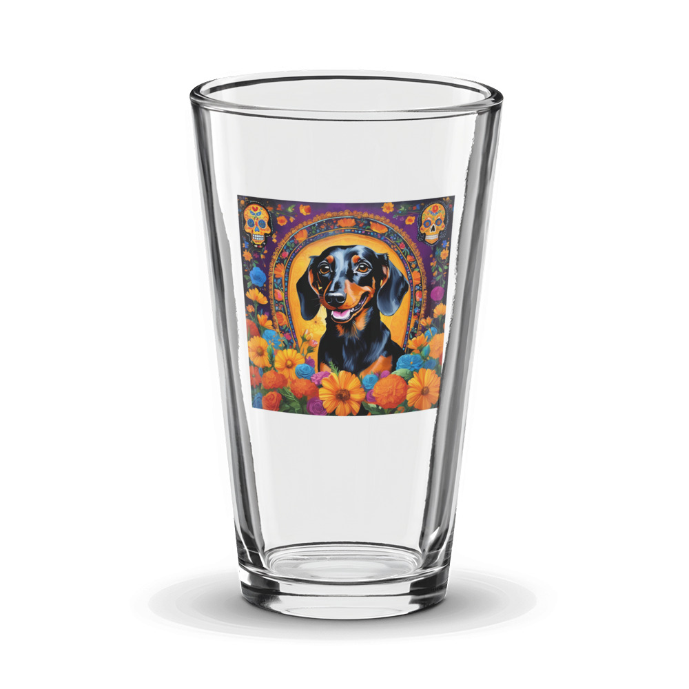 PugMug Custom Black Dachshund Glass Tumbler