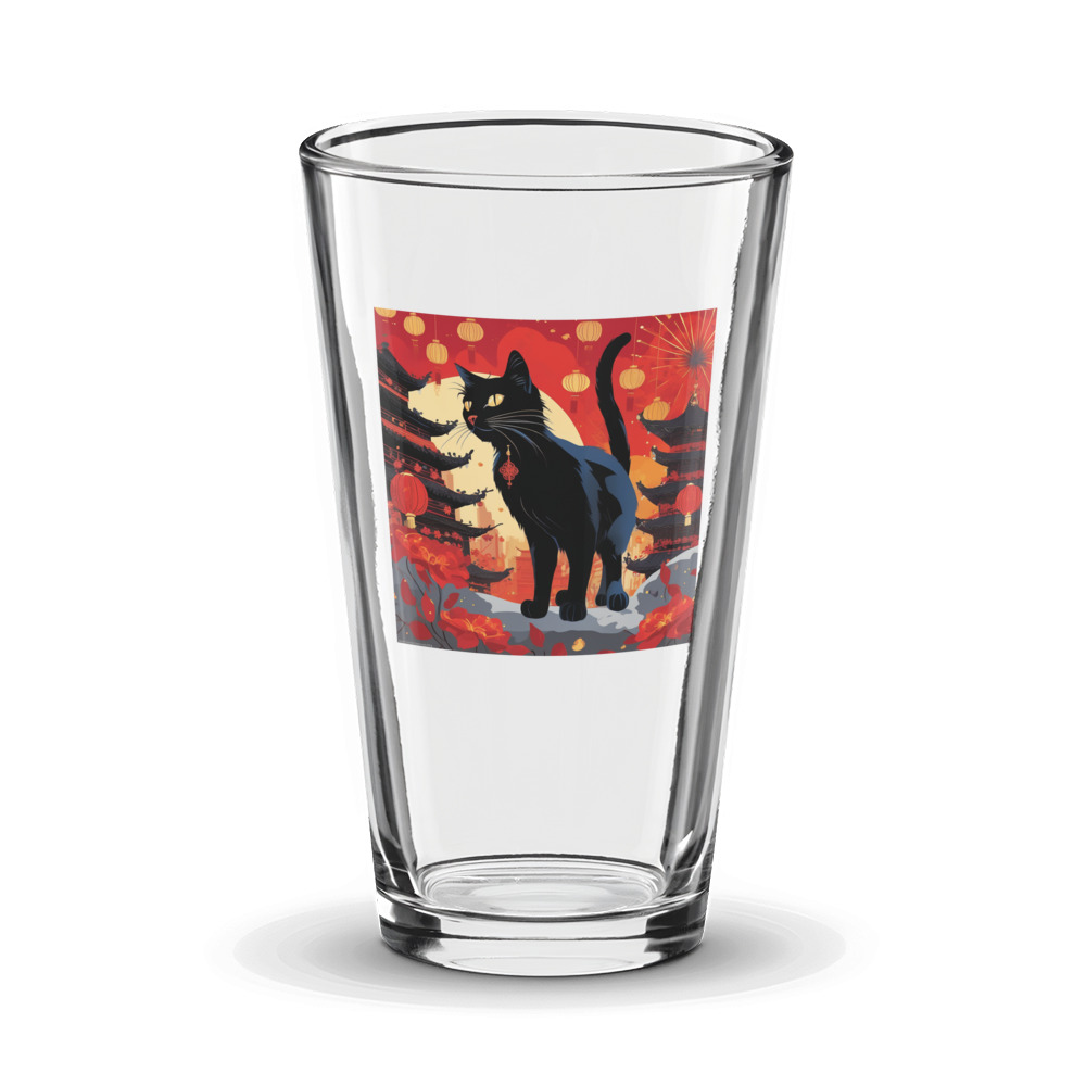 PugMug Custom Black Companion Cat Glass Tumbler