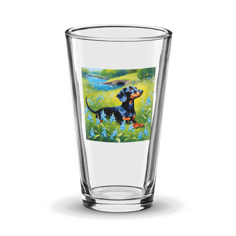 PugMug Custom Black Dachshund Glass Tumbler