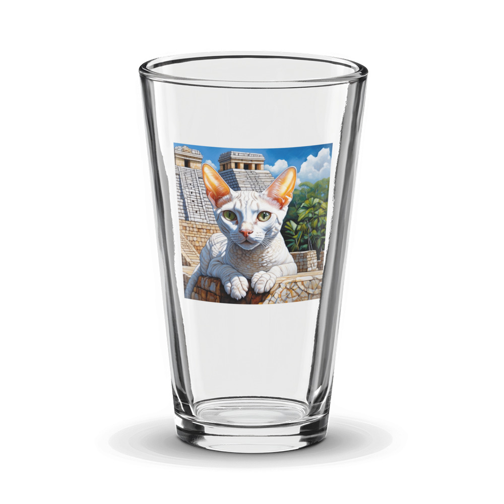 PugMug Custom White Devon Rex Cat Glass Tumbler