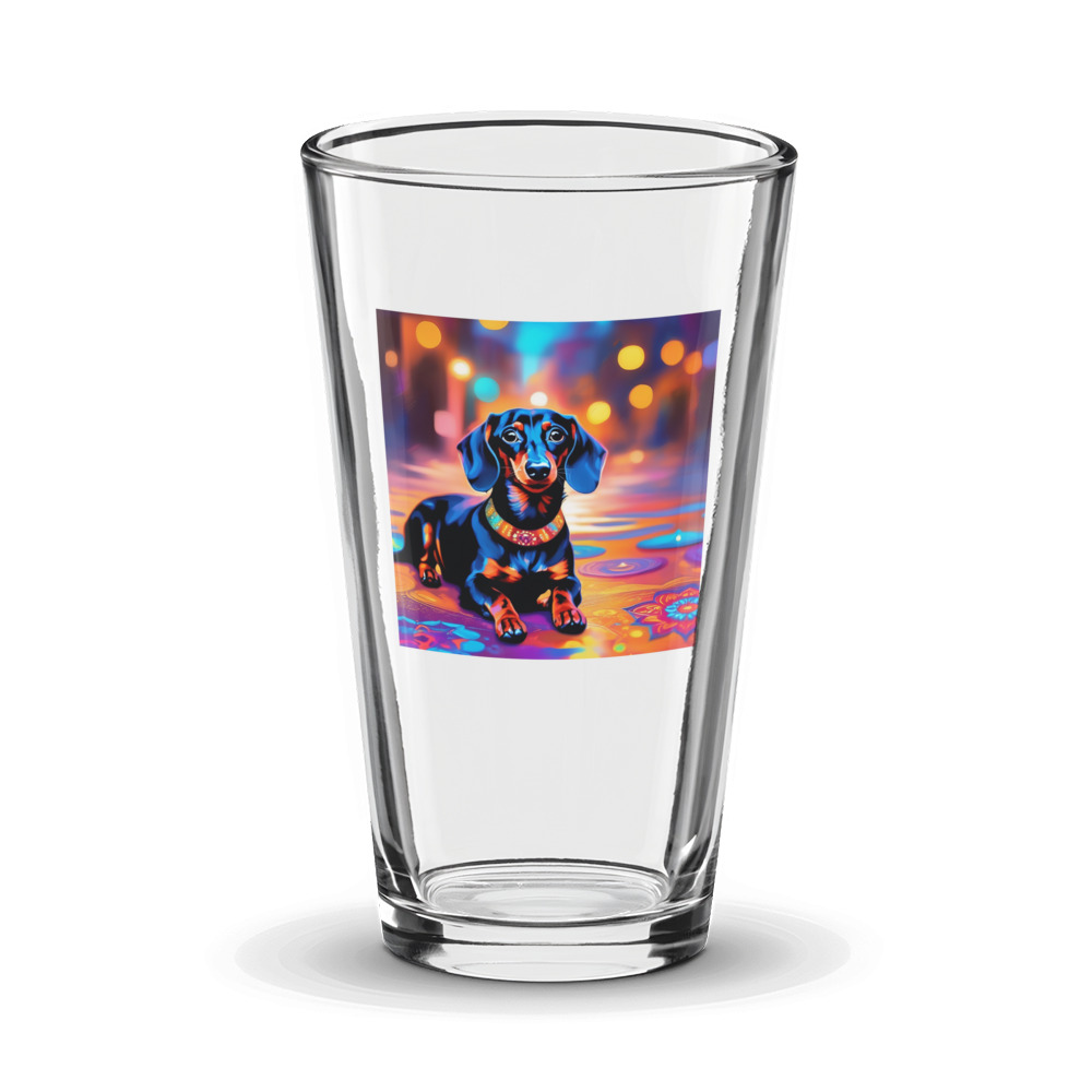 PugMug Custom Black Dachshund Glass Tumbler