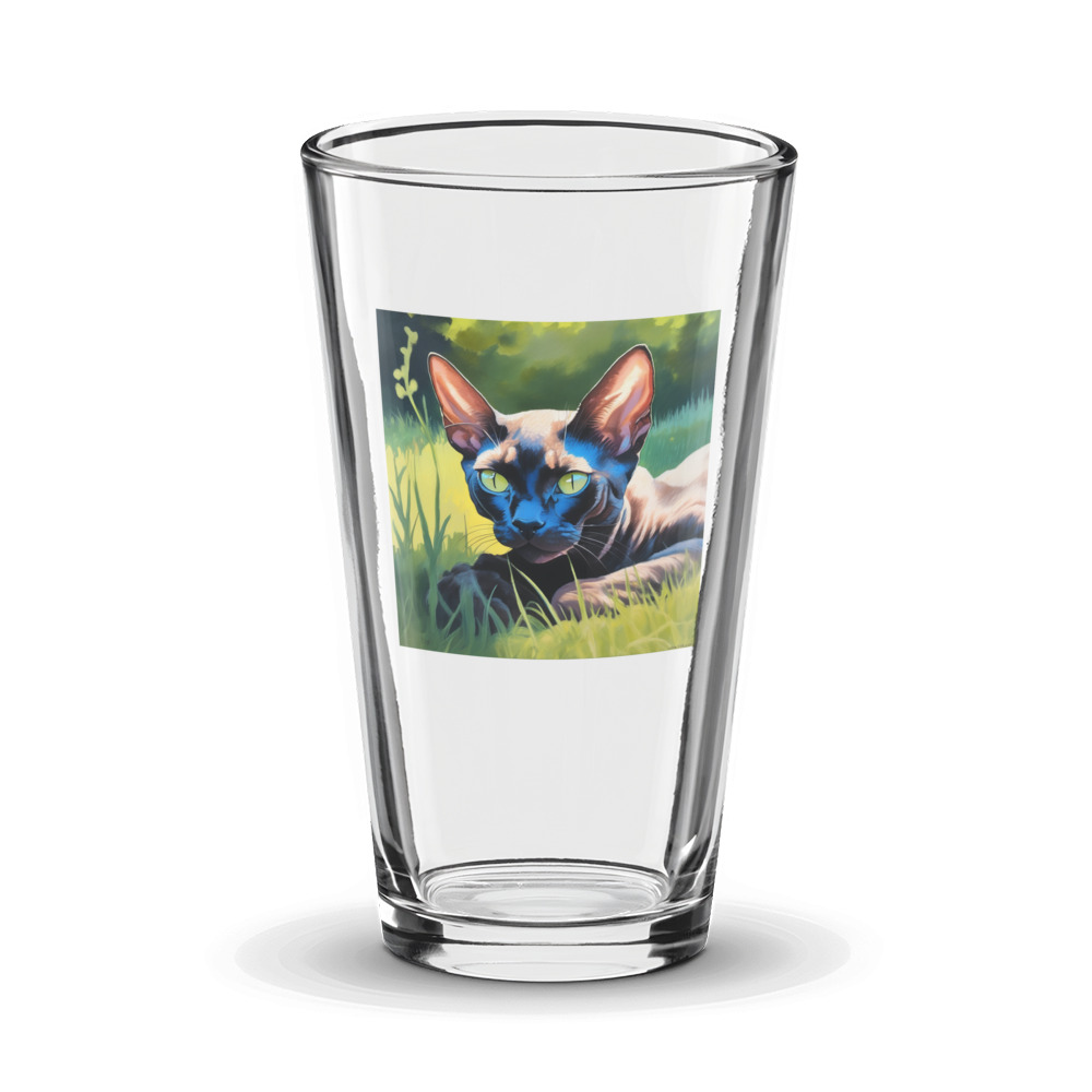 PugMug Custom Black Devon Rex Cat Glass Tumbler