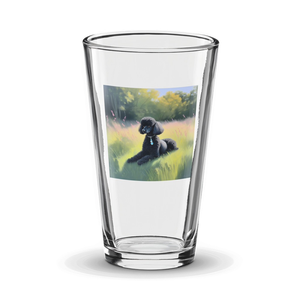 PugMug Custom Black Poodle Glass Tumbler