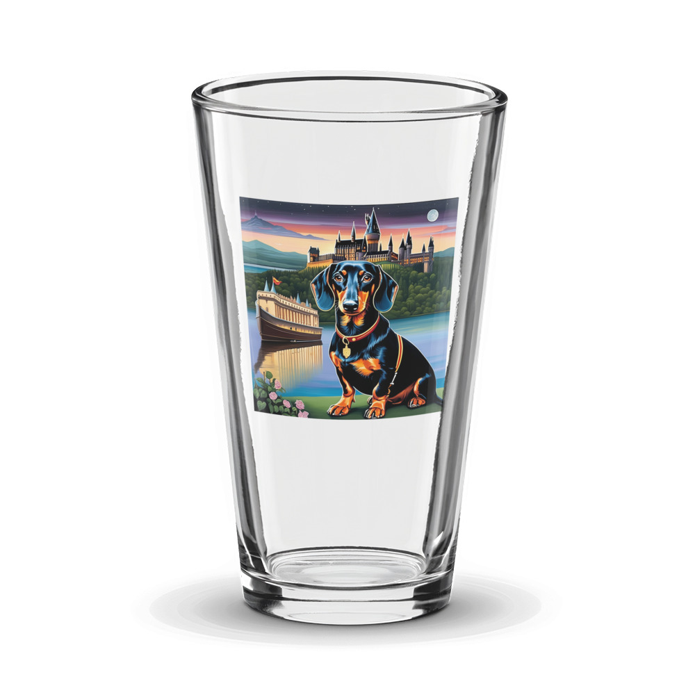 PugMug Custom Black Dachshund Glass Tumbler