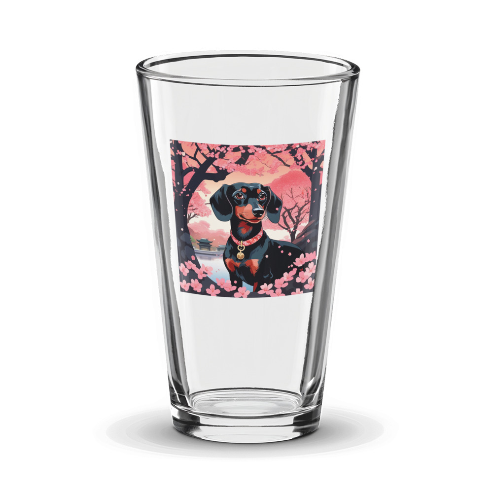 PugMug Custom Black Dachshund Glass Tumbler