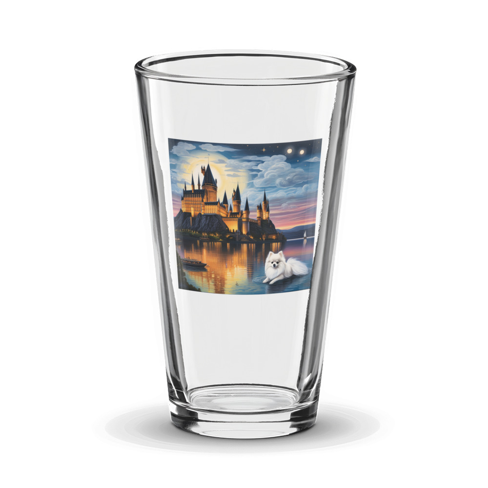 PugMug Custom White Pomeranian Glass Tumbler