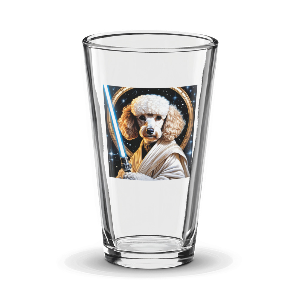 PugMug Custom White Poodle Glass Tumbler