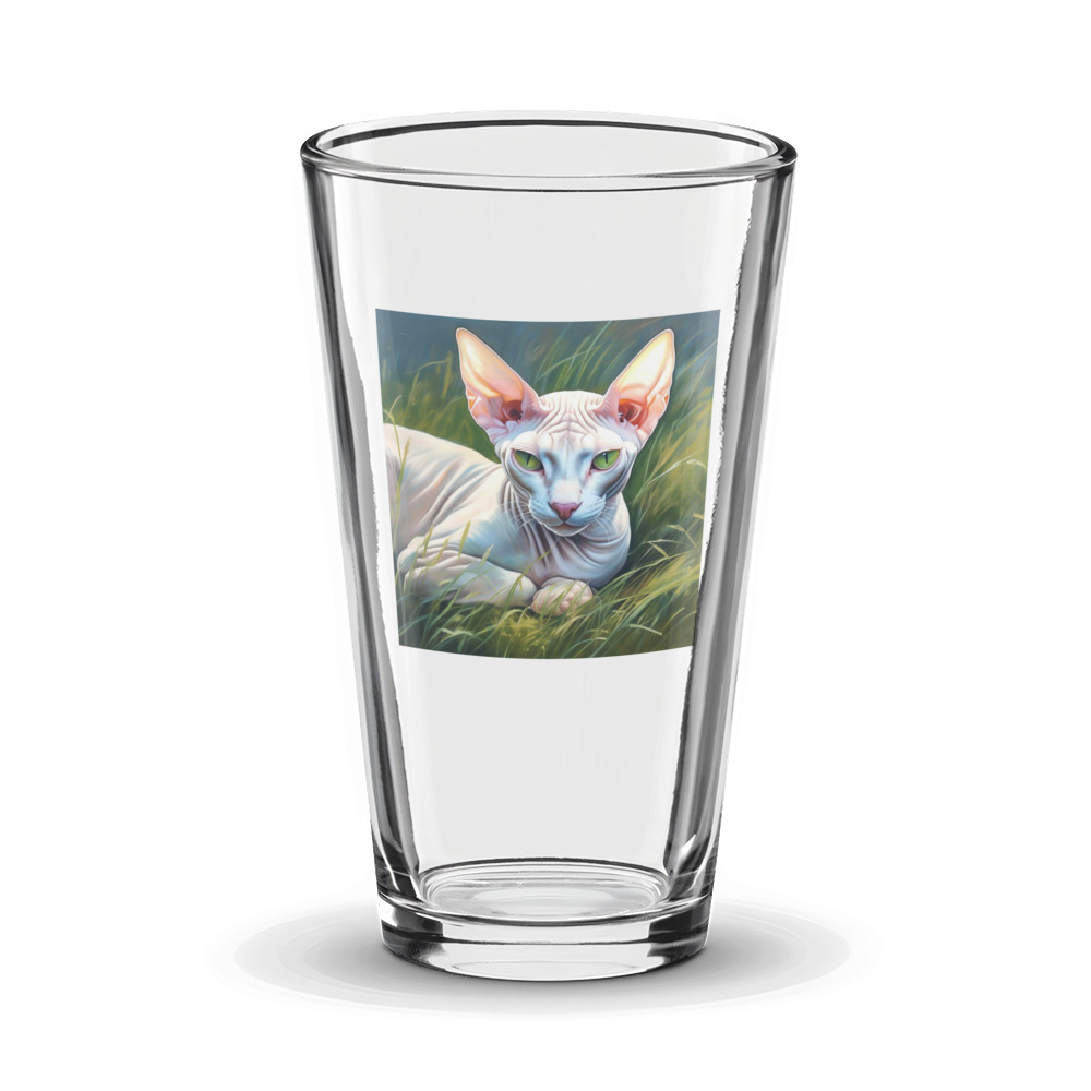 PugMug Custom White Sphynx Cat Glass Tumbler