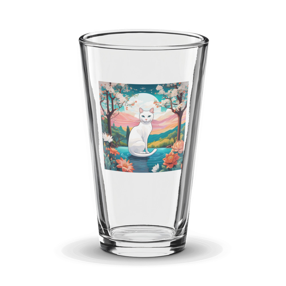 PugMug Custom White Companion Cat Glass Tumbler