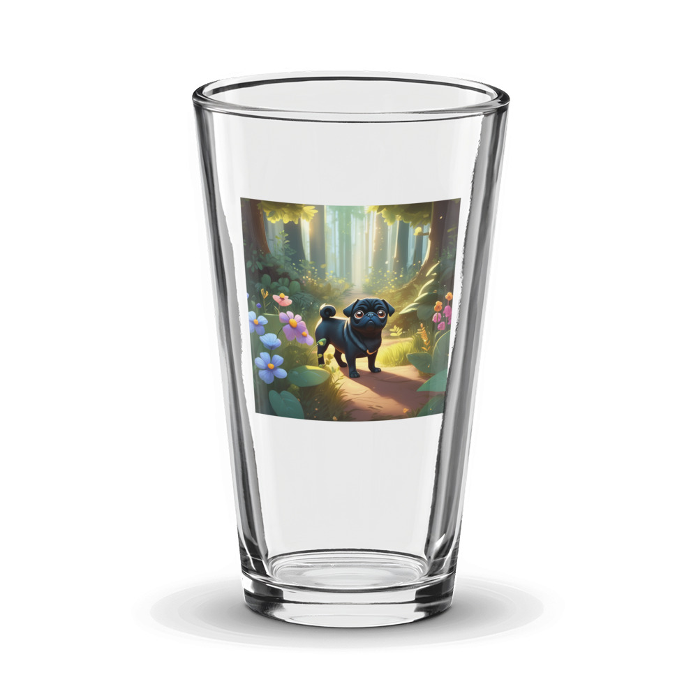 PugMug Custom Black Pug Glass Tumbler