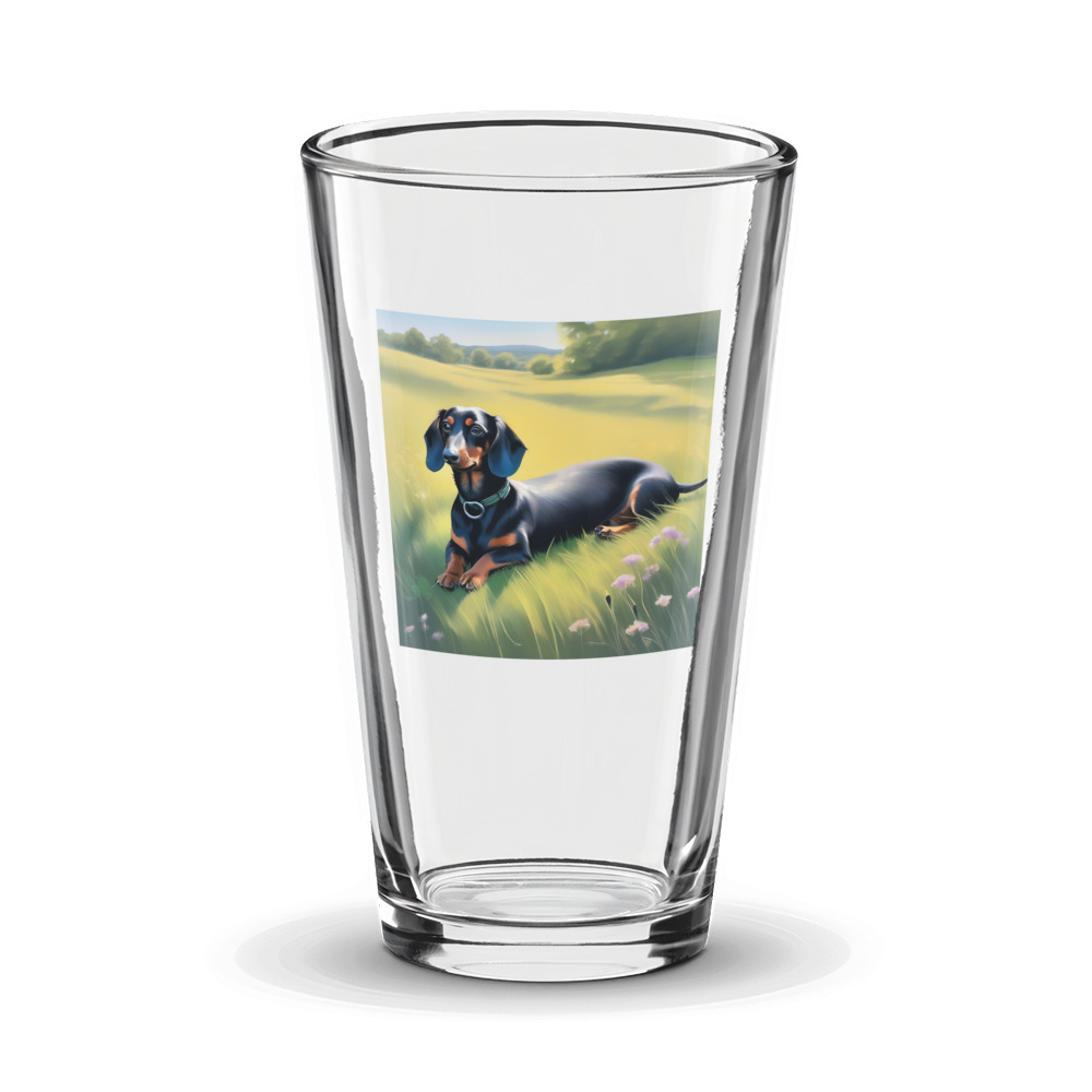 PugMug Custom Black Dachshund Glass Tumbler