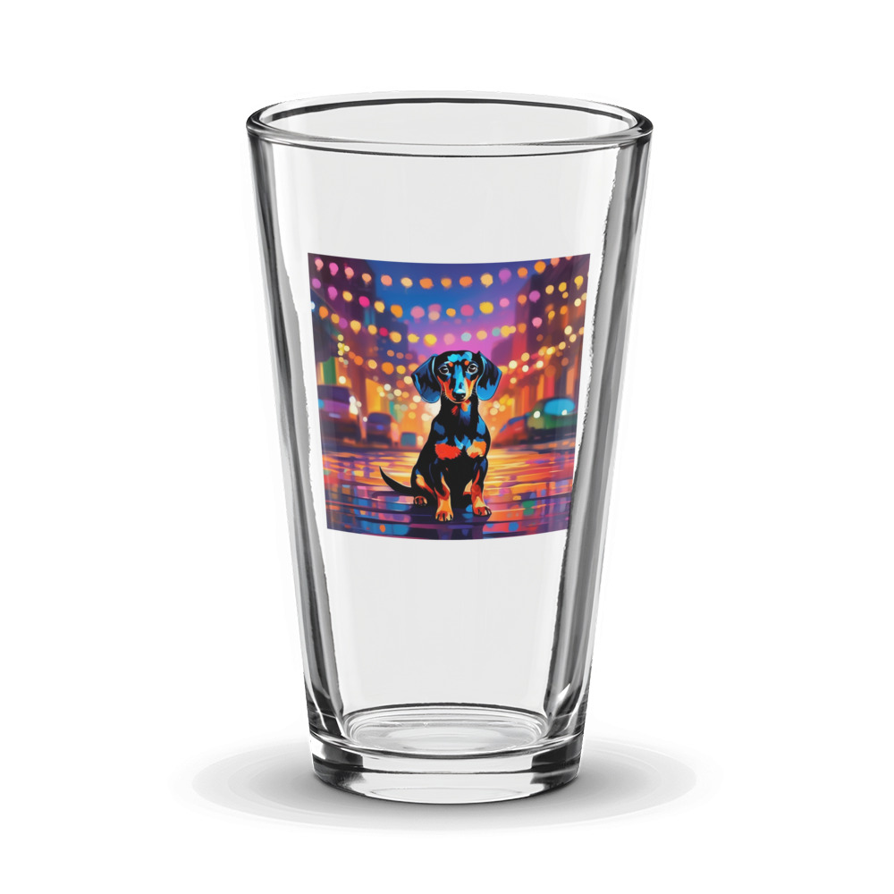 PugMug Custom Black Dachshund Glass Tumbler