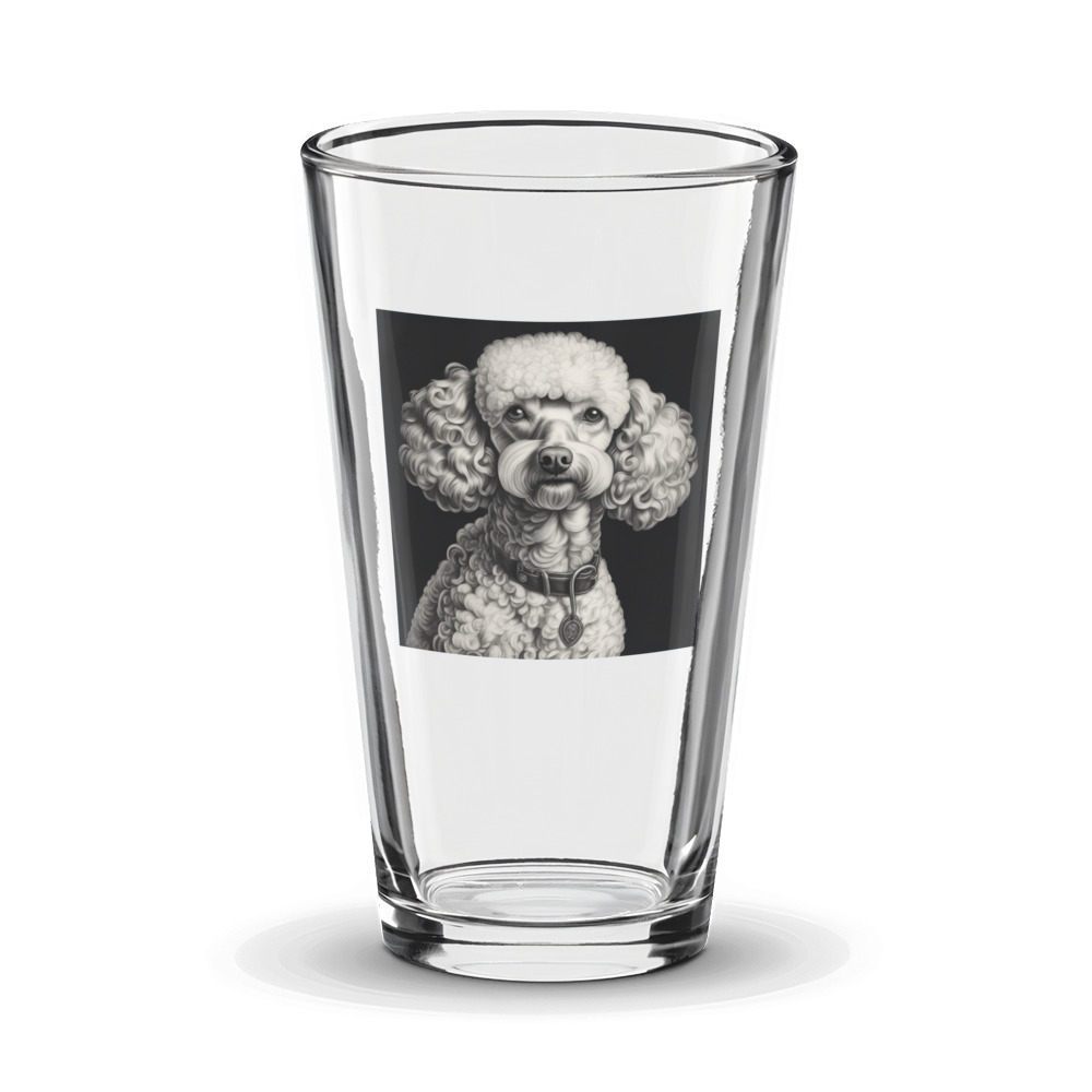 PugMug Custom White Poodle Glass Tumbler