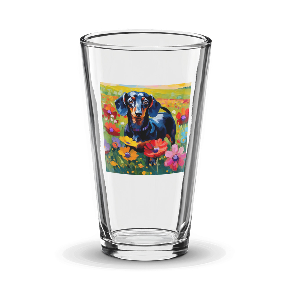 PugMug Custom Black Dachshund Glass Tumbler
