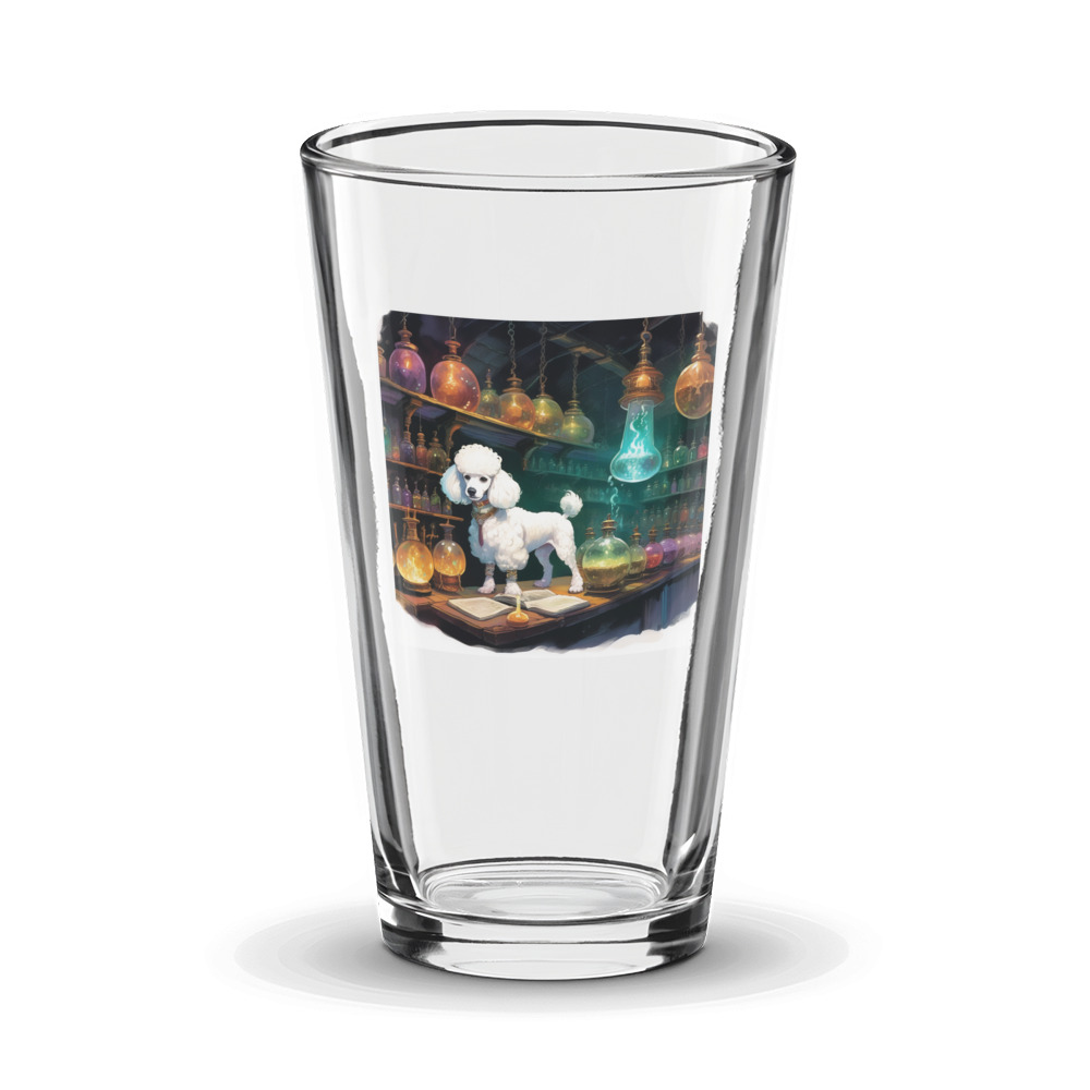 PugMug Custom White Poodle Glass Tumbler