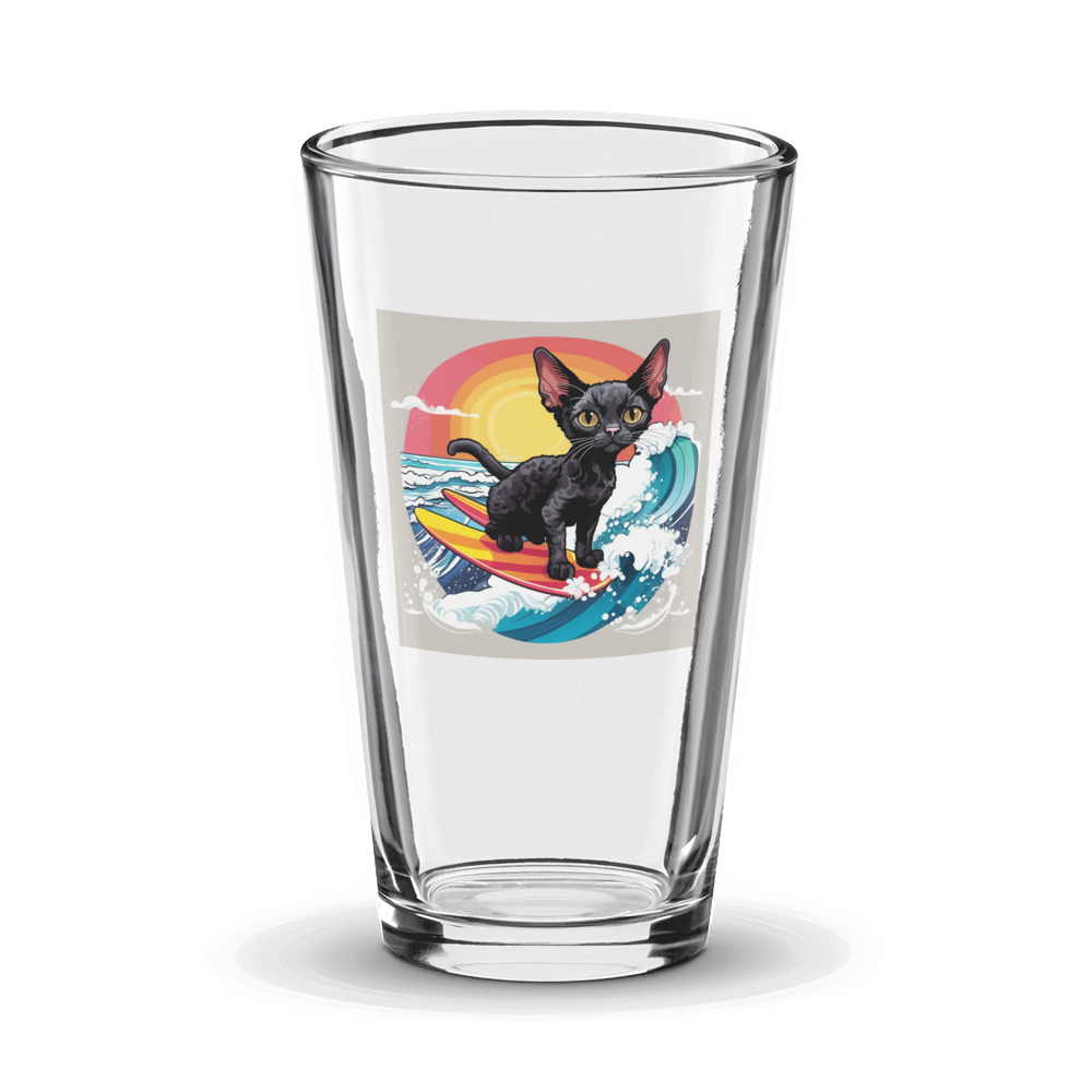 PugMug Custom Black Devon Rex Cat Glass Tumbler